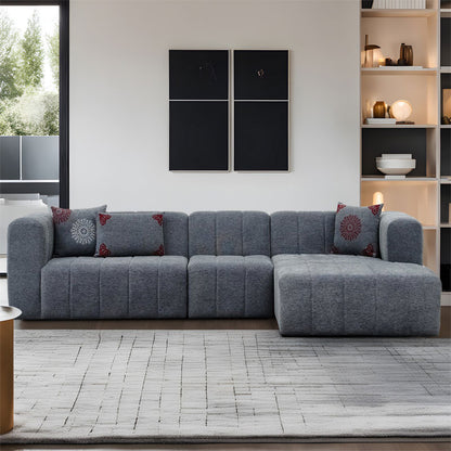 Corner sofa Beyza pakoworld left corner dark grey fabric 299x160x73cm