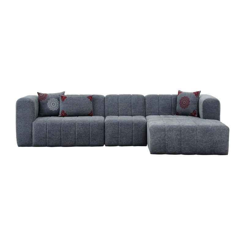 Corner sofa Beyza pakoworld left corner dark grey fabric 299x160x73cm