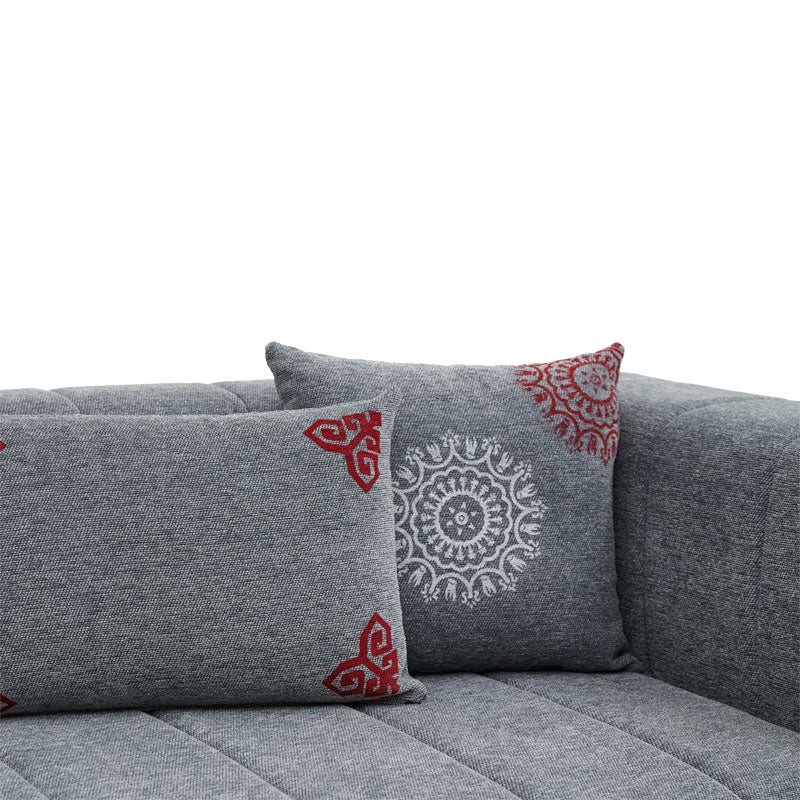 Corner sofa Beyza pakoworld left corner dark grey fabric 299x160x73cm