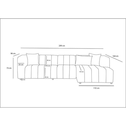 Corner sofa Beyza pakoworld left corner dark grey fabric 299x160x73cm