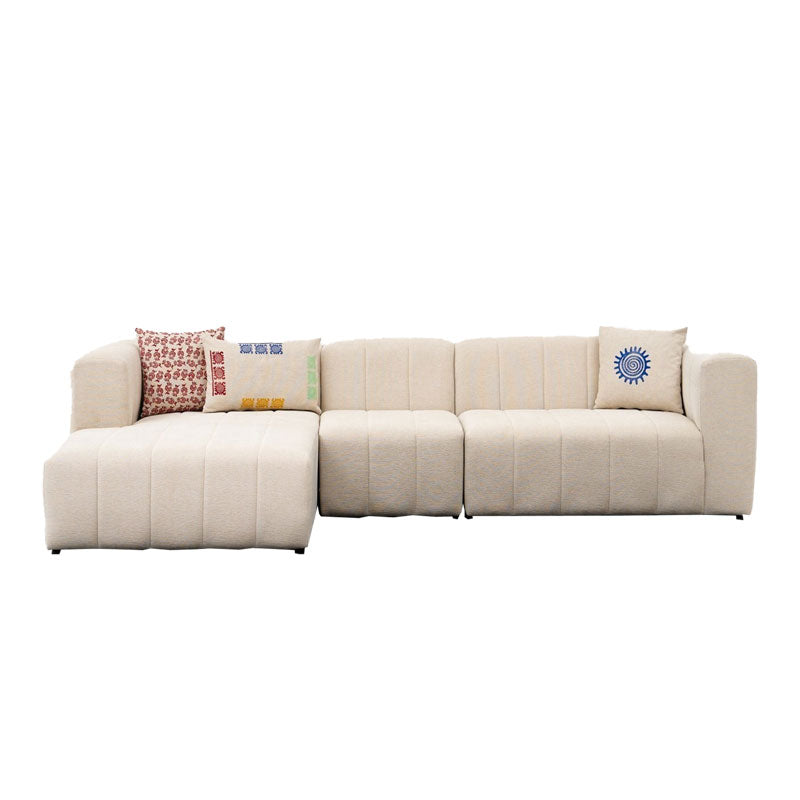 Corner sofa Beyza pakoworld right corner cream fabric 299x160x73cm