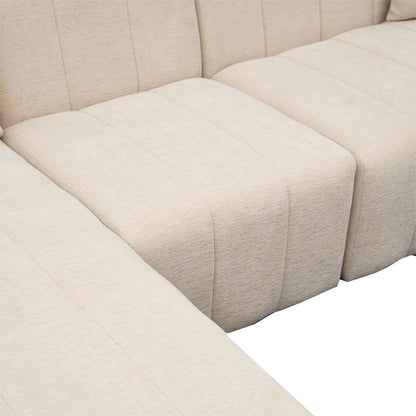 Corner sofa Beyza pakoworld right corner cream fabric 299x160x73cm