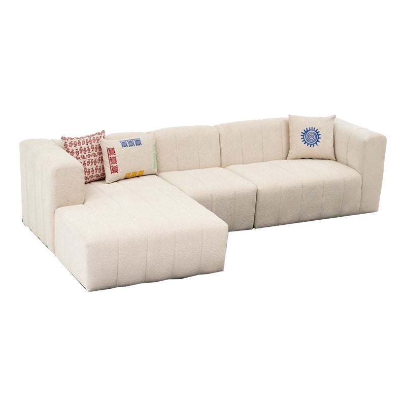 Corner sofa Beyza pakoworld right corner cream fabric 299x160x73cm