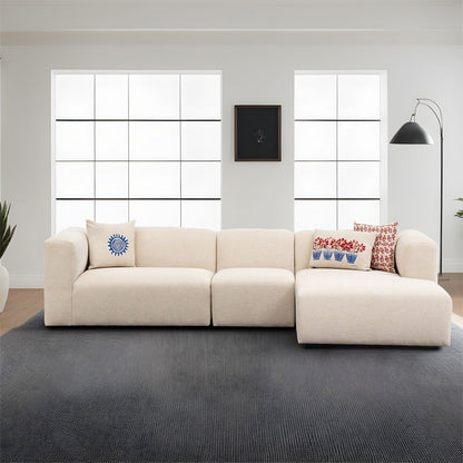 Corner sofa Lindena pakoworld left corner cream fabric 296x158x72cm