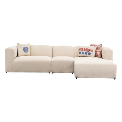 Corner sofa Lindena pakoworld left corner cream fabric 296x158x72cm