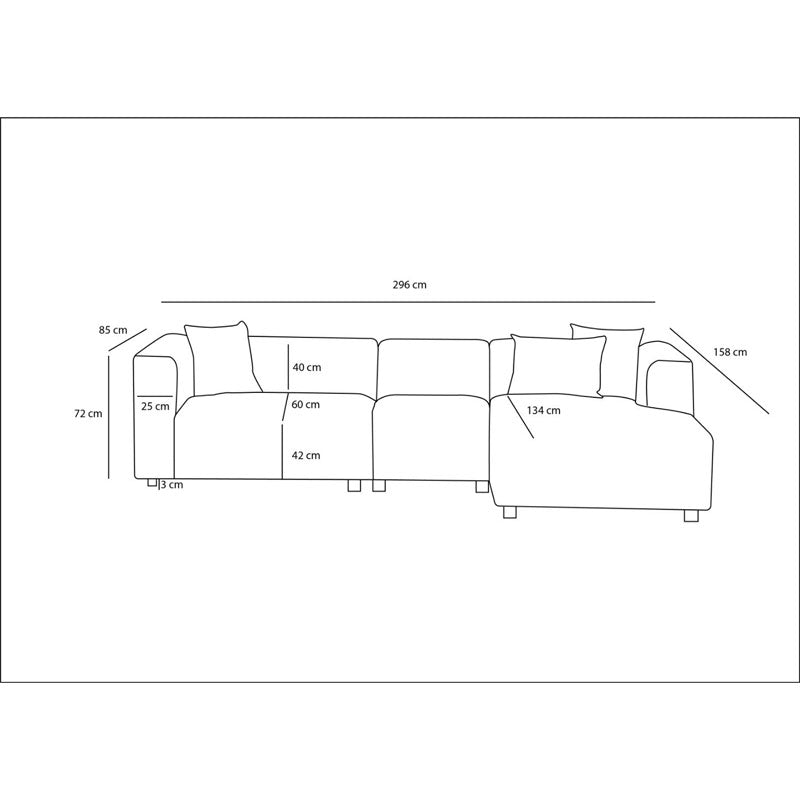 Corner sofa Lindena pakoworld left corner cream fabric 296x158x72cm