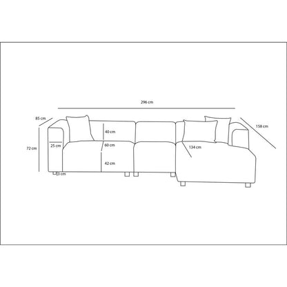 Corner sofa Lindena pakoworld left corner cream fabric 296x158x72cm