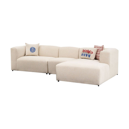 Corner sofa Lindena pakoworld left corner cream fabric 296x158x72cm