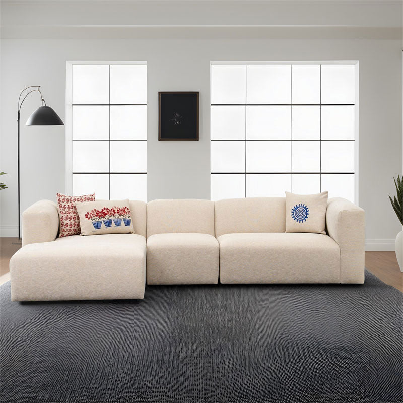 Corner sofa Lindena pakoworld right corner cream fabric 296x158x72cm