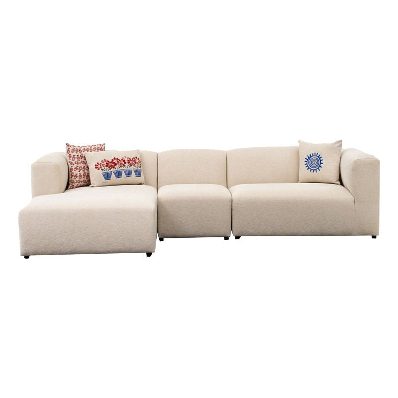 Corner sofa Lindena pakoworld right corner cream fabric 296x158x72cm