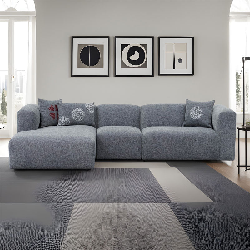 Corner sofa Lindena pakoworld right corner dark grey fabric 296x158x72cm