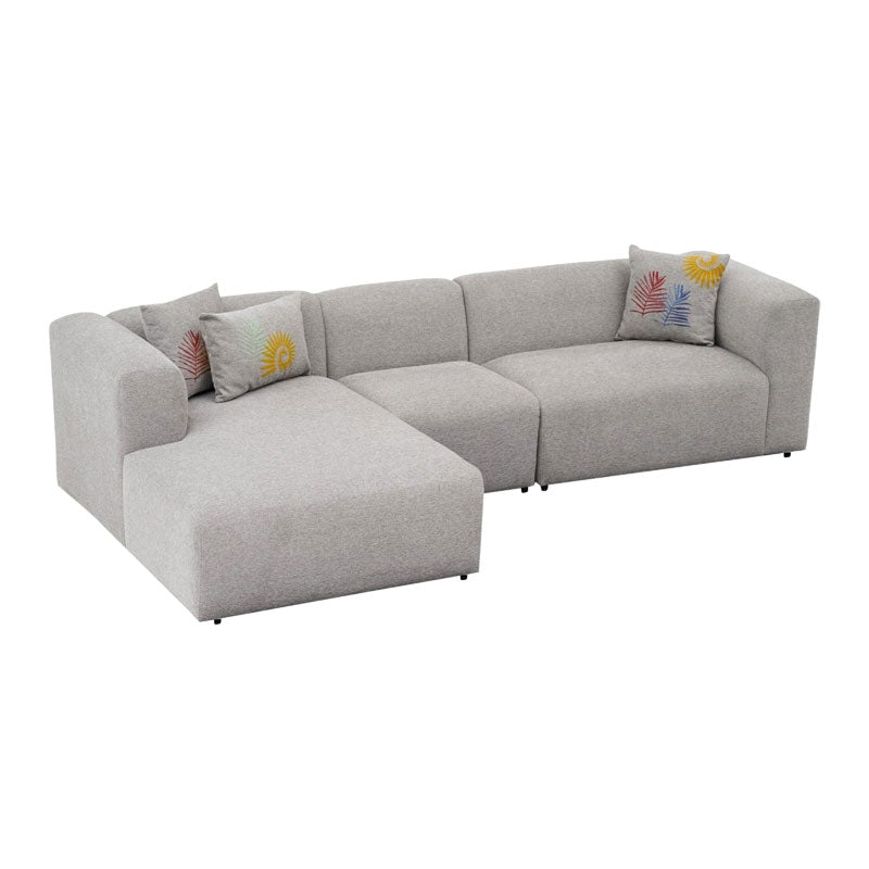 Corner sofa Lindena pakoworld right corner light grey fabric 296x158x72cm