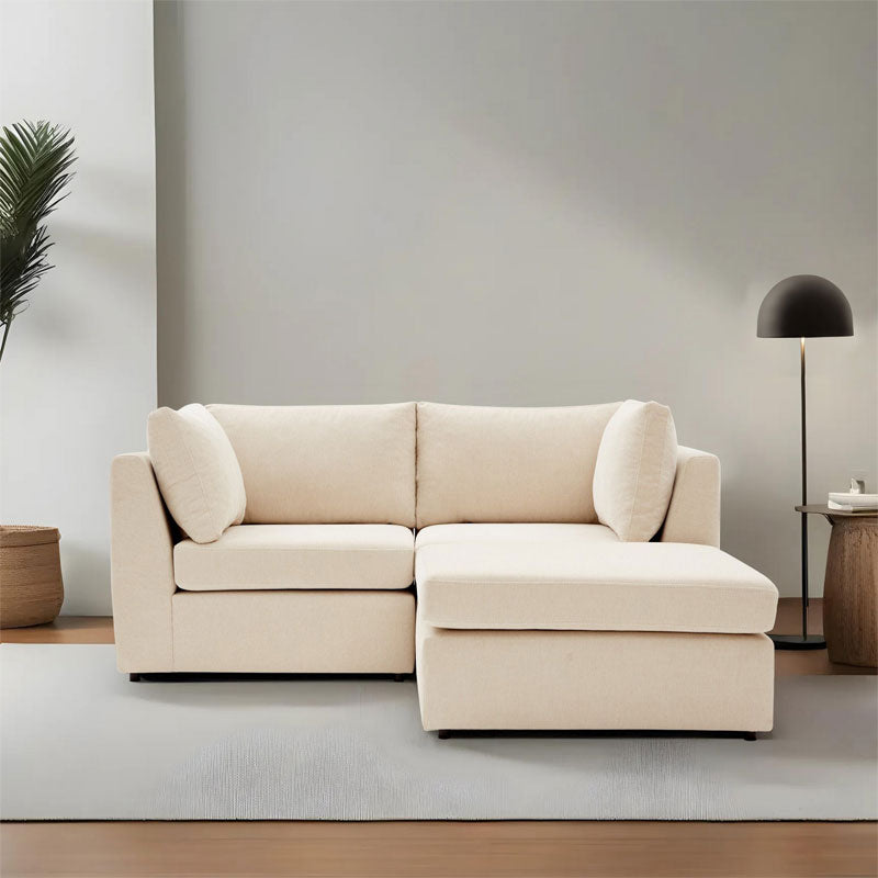 Reversible corner sofa Mottona pakoworld cream fabric 180x180x84cm