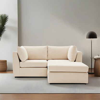 Reversible corner sofa Mottona pakoworld cream fabric 180x180x84cm