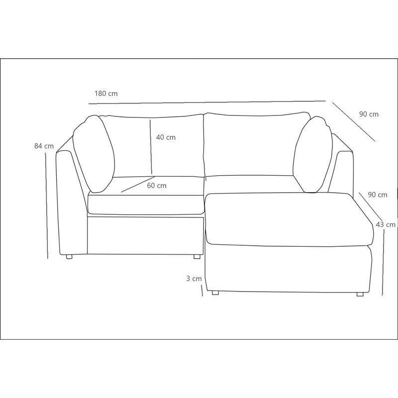 Reversible corner sofa Mottona pakoworld cream fabric 180x180x84cm