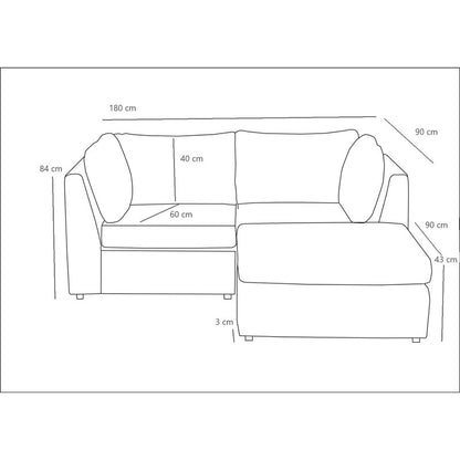 Reversible corner sofa Mottona pakoworld cream fabric 180x180x84cm