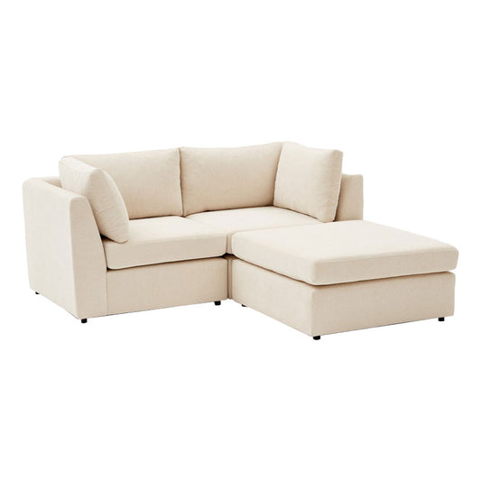 Reversible corner sofa Mottona pakoworld cream fabric 180x180x84cm