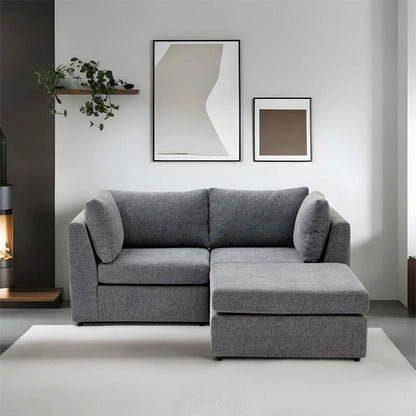 Reversible corner sofa Mottona pakoworld dark grey fabric 180x180x84cm