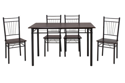 Dining set Roza pakoworld 5pcs color dark walnut - legs black matte 120x70x75cm