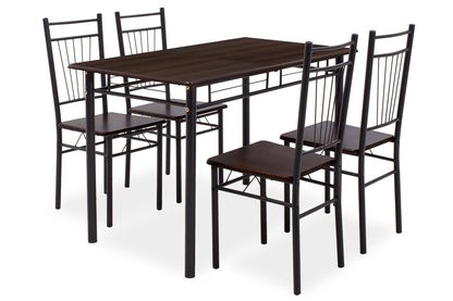 Dining set Roza pakoworld 5pcs color dark walnut - legs black matte 120x70x75cm