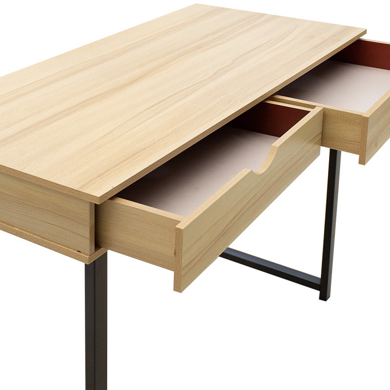 Metalic computer table Vitor MDF in maple wood color 100x48x75cm