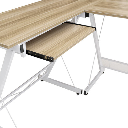 Metalic Reversible computer table Levi pakoworld MDF in oak color 158x120x73cm