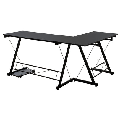 Metalic computer reversible table Levi pakoworld MDF in black color 158x120x73cm