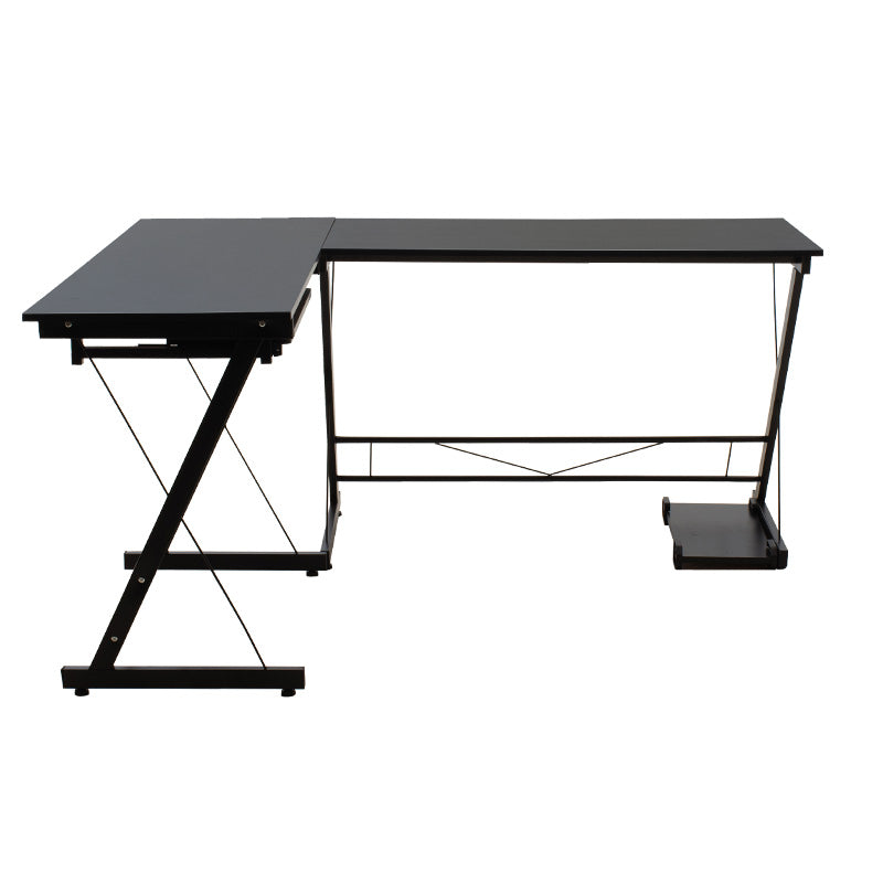 Metalic computer reversible table Levi pakoworld MDF in black color 158x120x73cm