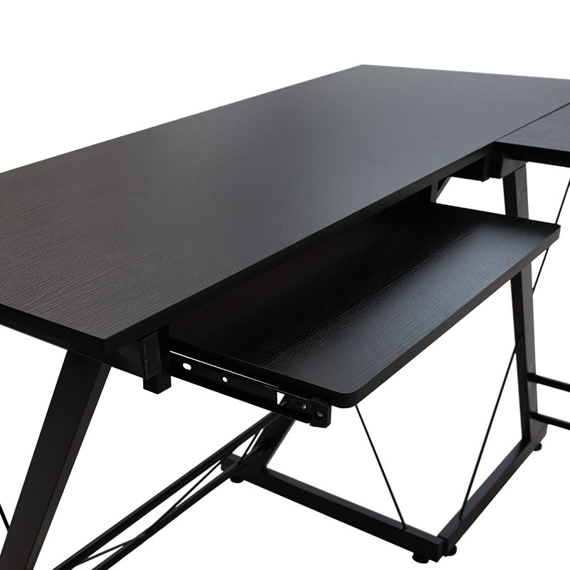 Metalic computer reversible table Levi pakoworld MDF in black color 158x120x73cm