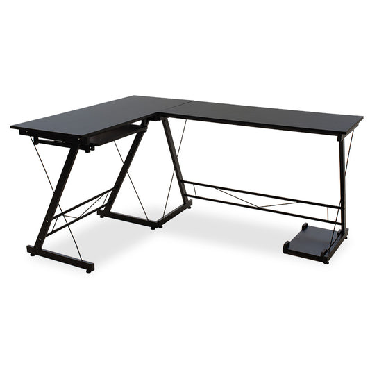 Metalic computer reversible table Levi pakoworld MDF in black color 158x120x73cm