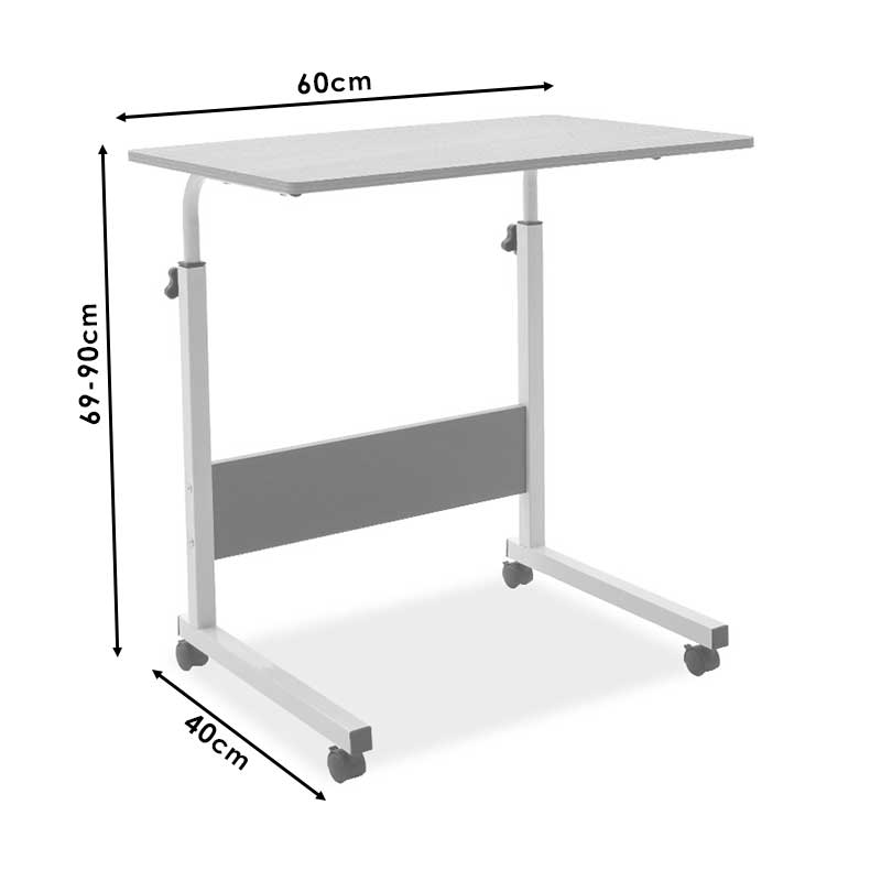 Metalic lifting computer table Piper pakoworld MDF in light oak color 60x40x69-90cm