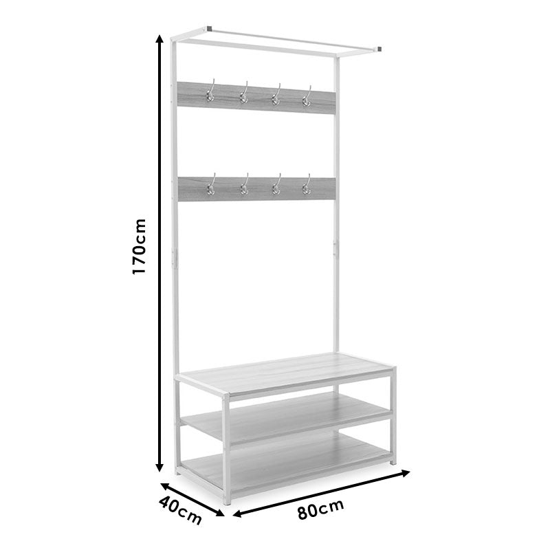 Entrance unit Ralph pakoworld MDF in white-oak color 80x40x170cm