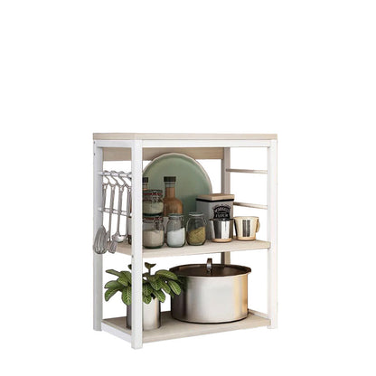 Floor shelf unit Cayde pakoworld metallic in white-natural color 50x30x71.5cm
