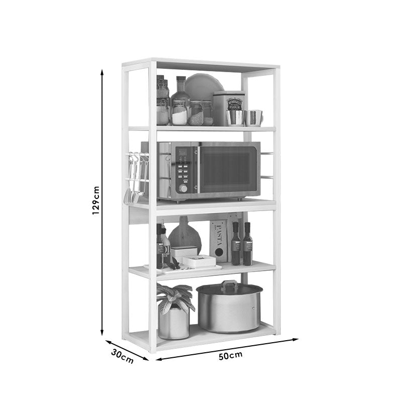 Floor shelf unit Tace pakoworld metallic in white-natural color 50x30x129cm