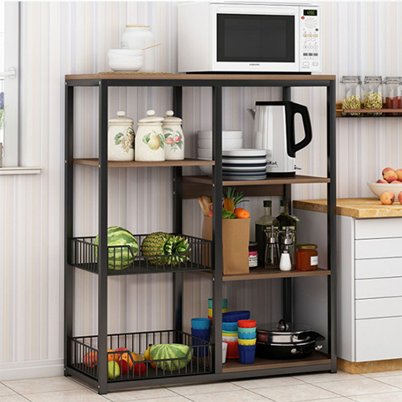 Floor Shelf unit Tati pakoworld metal black-walnut 80x30x101cm