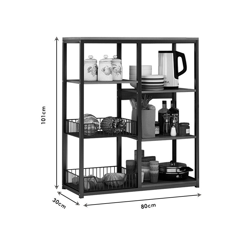 Floor Shelf unit Tati pakoworld metal black-walnut 80x30x101cm