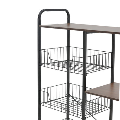 4-Tier Trolley Noli pakoworld MDF walnut-black 90x30x130cm