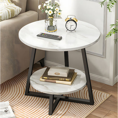 Coffee table Rota MDF color white marble-black D60x60cm