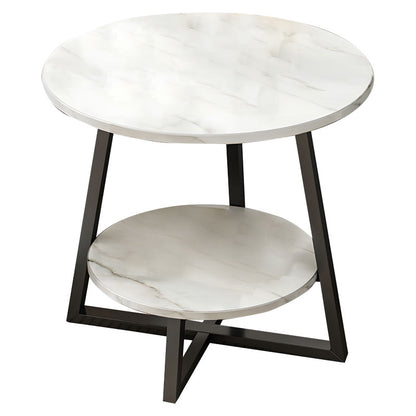 Coffee table Rota MDF color white marble-black D60x60cm