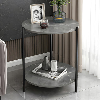 Coffee table Rhythm MDF color grey marble-black D48x60cm