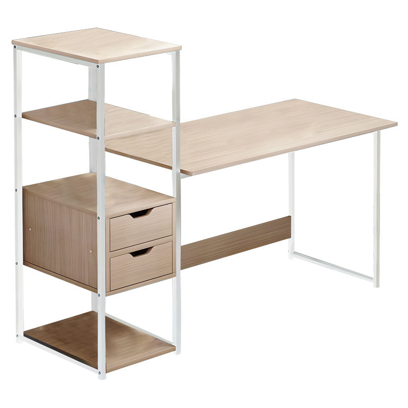 Zayn ΙΙ desk with shelf-MDF natural-white 108x40x111cm