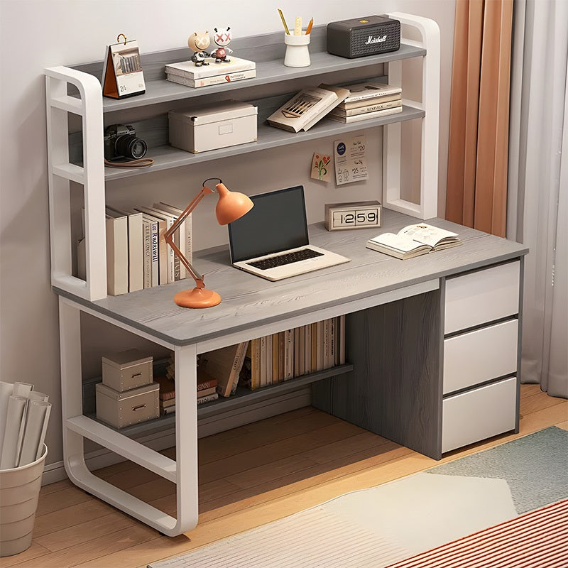 Soco pakoworld desk with shelf-MDF gray-white 120x50x144cm