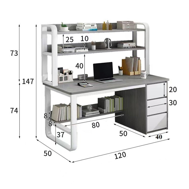 Soco pakoworld desk with shelf-MDF gray-white 120x50x144cm