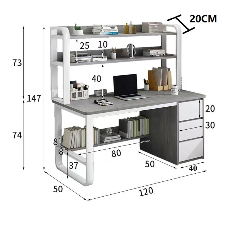 Soco desk with shelf-MDF natural-white 120x50x147cm