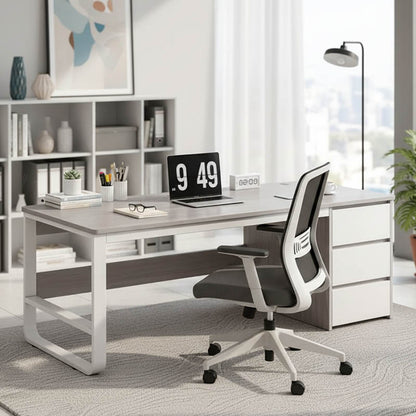 Salto desk with drawer-MDF natural-white 120x48x74cm