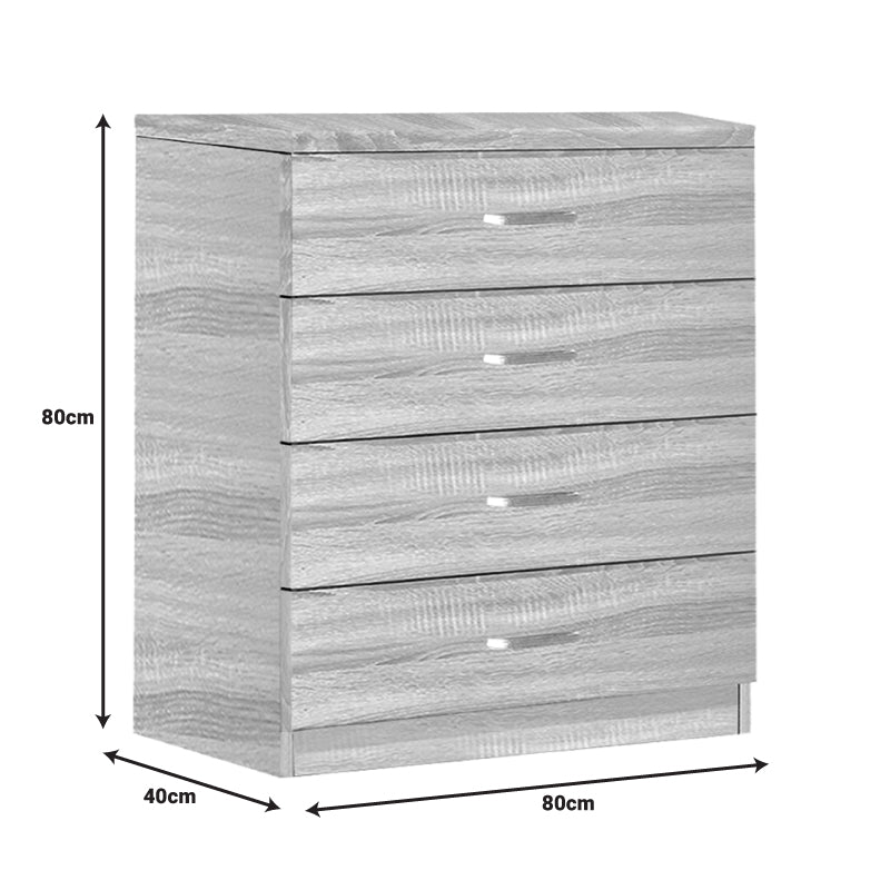 Chest of 4 drawers Killian pakoworld sonoma 80x40x80cm