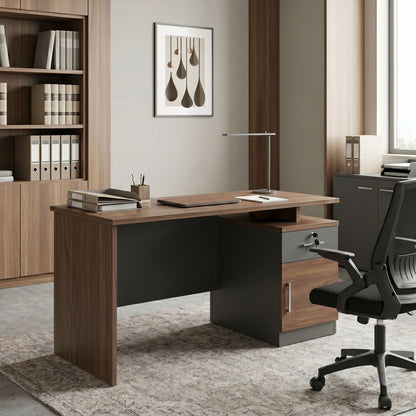 Work desk Cassius dark grey-walnut 120x60x75cm