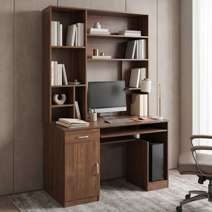 Computer desk-bookcase Novelty walnut 120x55x182cm