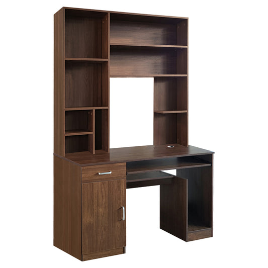 Computer desk-bookcase Novelty pakoworld walnut 120x55x182cm