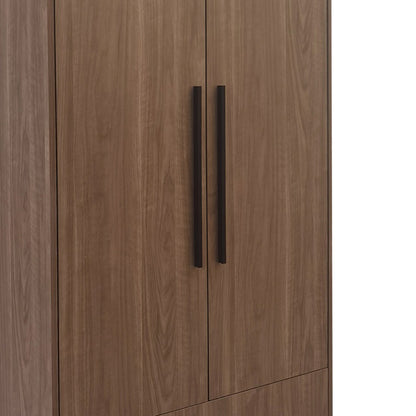 2-door wardrope Edritte pakoworld with drawers light walnut melamine 80x52x195cm